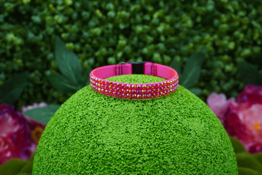 Spinel Sass: Handmade Hot Pink Rhinestone Cat Collar – Glamorous Bling Cat Collar with Safe Breakaway Design