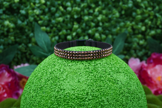 Smokey Quartz Twinkle: Handmade Brown Rhinestone Cat Collar – Chic Sparkly Cat Collar with Rhinestones & Safety Buckle