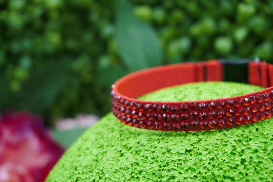 Ruby Radiance: Handmade Red Rhinestone Cat Collar – Fashionable Sparkle Cat Collar with Safety Breakaway Feature