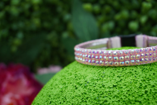 Rose Quartz Rush: Handmade Pink Rhinestone Cat Collar – Cute Breakaway Cat Collar with Sparkly Rhinestone Accents