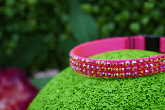 Spinel Sass: Handmade Hot Pink Rhinestone Cat Collar – Glamorous Bling Cat Collar with Safe Breakaway Design