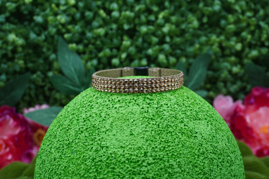 Brown Diamond Brilliance: Handmade Beige Rhinestone Cat Collar – Neutral-Tone Fancy Cat Collar with Safety Breakaway